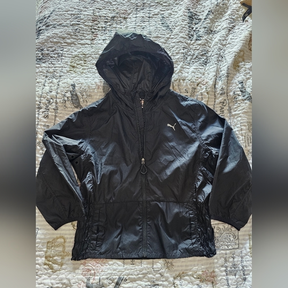 Black Puma Windbreaker Front Pockets Wind Cell  size S.